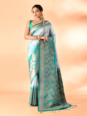 Elora pure banarasi weaving silk saree (sky blue) 1