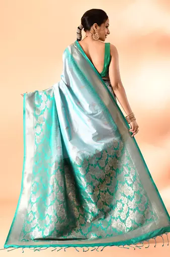 Elora pure banarasi weaving silk saree (sky blue)