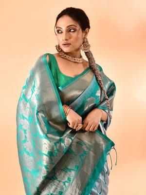 Elora pure banarasi weaving silk saree (sky blue) 5