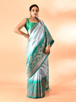 Elora pure banarasi weaving silk saree (sky blue) 6