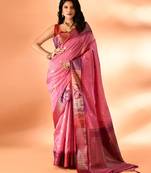 Elora pure cotton silk banarasi weaving saree (pink)