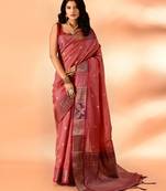 Elora pure cotton silk banarasi weaving saree (peach)