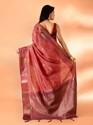 Elora pure cotton silk banarasi weaving saree (peach) 4