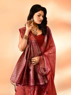 Elora pure cotton silk banarasi weaving saree (peach) 5