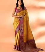 Elora pure cotton silk banarasi weaving saree (mustard)