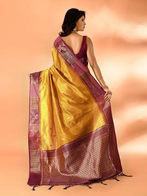 Elora pure cotton silk banarasi weaving saree (mustard) 4