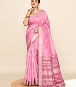 Elora soft silk leaf printed baluchari weaving saree (pink)