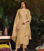 Jivora digital print jacquard butti style suits light natural with hand work.