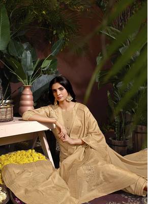 Jivora digital print jacquard butti style suits light natural with hand work. 2