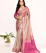 Elora plain banarasi tissue silk weaving saree (pink)
