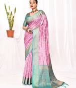 Elora soft silk banarasi woven floral weaving saree (lavender)