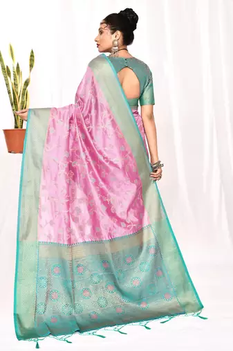 Elora soft silk banarasi woven floral weaving saree (lavender)