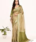 Elora plain banarasi tissue silk weaving saree (green)