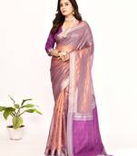 Elora plain banarasi tissue silk weaving saree (magenta)