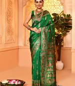 Elora pure soft silk baluchari weaving saree (green)