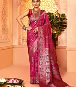 Elora pure soft silk baluchari weaving saree (maroon)