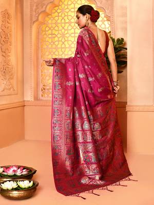Elora pure soft silk baluchari weaving saree (maroon) 6