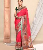 Elora pure soft silk banarasi plain weaving saree (pink)