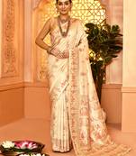 Elora pure soft silk baluchari weaving saree (cream)