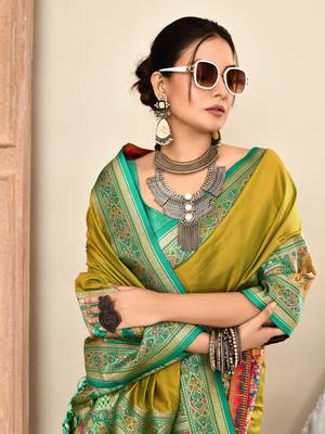 Elora pure soft silk banarasi plain weaving saree (light green) 5