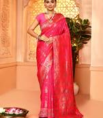 Elora pure soft silk baluchari weaving saree (pink)