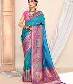 Elora pure soft silk banarasi plain weaving saree (royal blue)