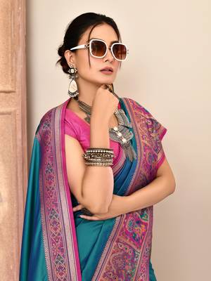 Elora pure soft silk banarasi plain weaving saree (royal blue) 5