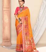 Elora pure soft silk banarasi plain weaving saree (mustard)