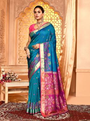 Elora pure banarasi weaving silk saree (royal blue) 1