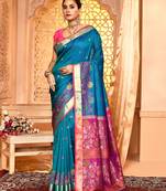 Elora pure banarasi weaving silk saree (royal blue)