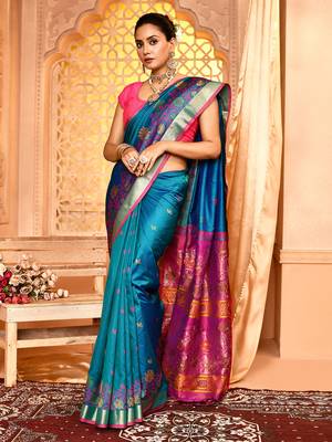 Elora pure banarasi weaving silk saree (royal blue) 3