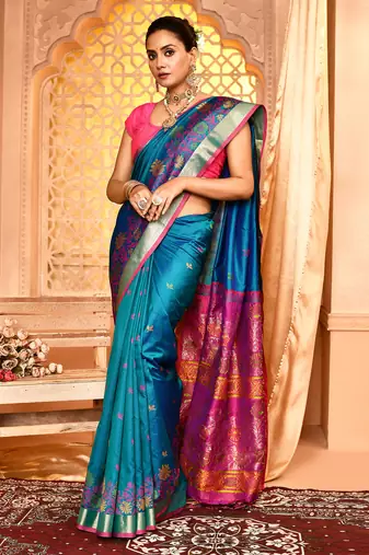 Elora pure banarasi weaving silk saree (royal blue)
