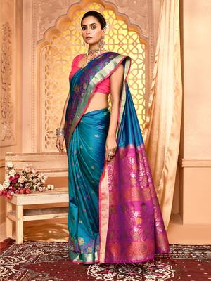Elora pure banarasi weaving silk saree (royal blue) 4