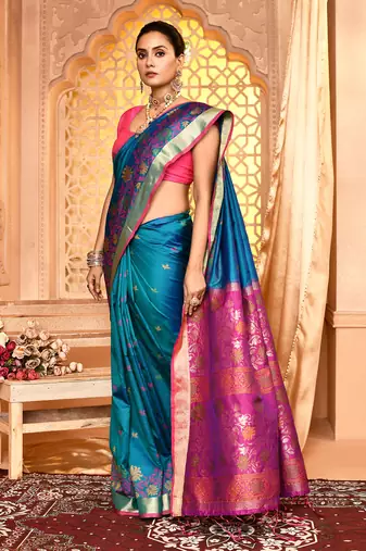 Elora pure banarasi weaving silk saree (royal blue)
