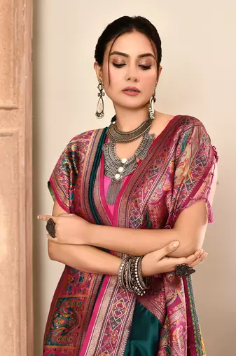 Elora pure soft silk banarasi plain weaving saree (teal green)