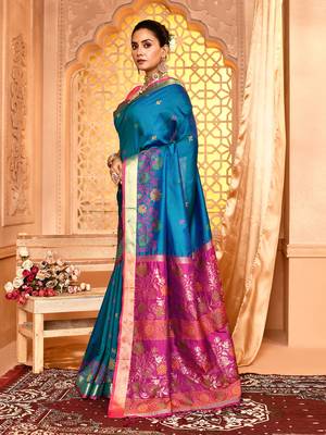 Elora pure banarasi weaving silk saree (royal blue) 6