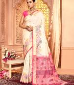 Elora pure banarasi weaving silk saree (white)