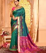 Elora pure banarasi weaving silk saree (dark green)