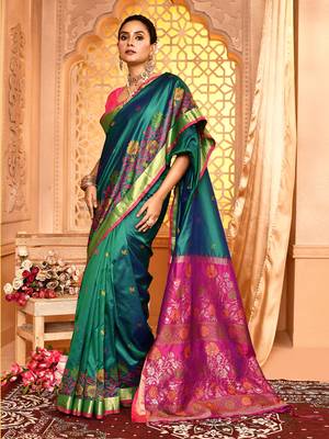 Elora pure banarasi weaving silk saree (dark green) 3