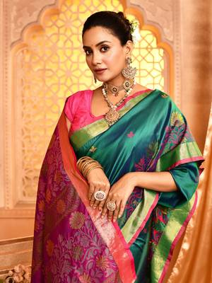 Elora pure banarasi weaving silk saree (dark green) 4