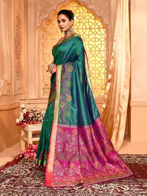 Elora pure banarasi weaving silk saree (dark green) 5