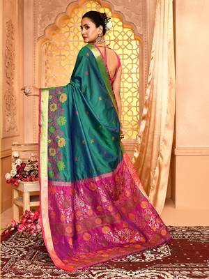 Elora pure banarasi weaving silk saree (dark green) 6