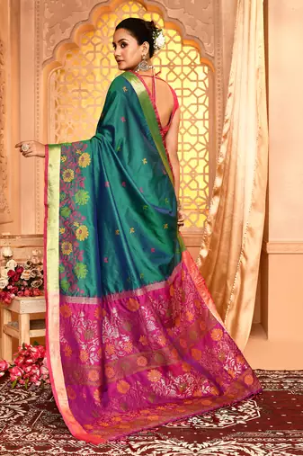 Elora pure banarasi weaving silk saree (dark green)