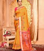 Elora pure banarasi weaving silk saree (mustard)