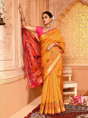 Elora pure banarasi weaving silk saree (mustard) 3