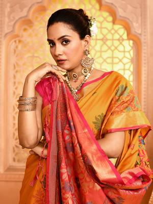 Elora pure banarasi weaving silk saree (mustard) 4