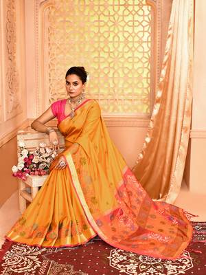 Elora pure banarasi weaving silk saree (mustard) 5
