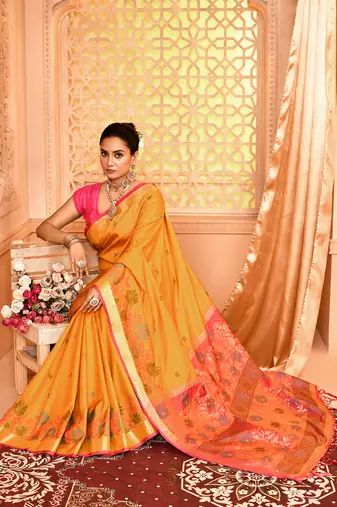 Elora pure banarasi weaving silk saree (mustard)