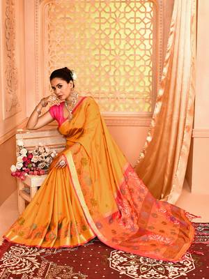Elora pure banarasi weaving silk saree (mustard) 6