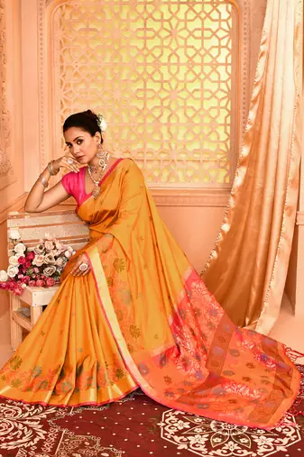 Elora pure banarasi weaving silk saree (mustard)